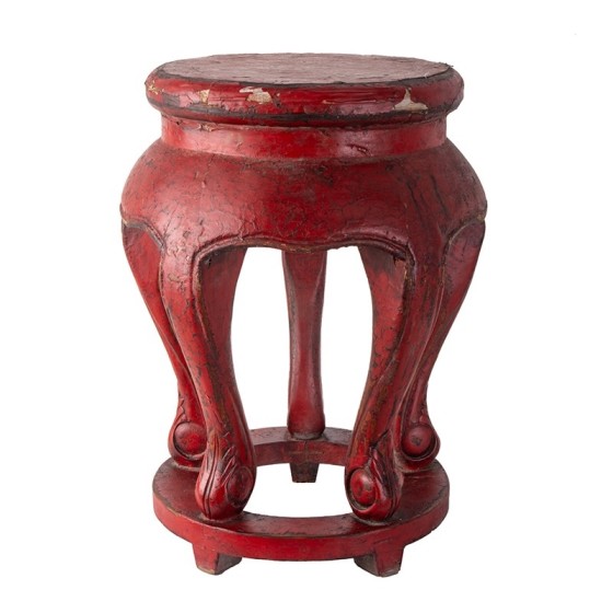红漆花几香几中式圆凳鼓凳木凳老家具古董家具收藏品民俗老物件山西老家具古典家具