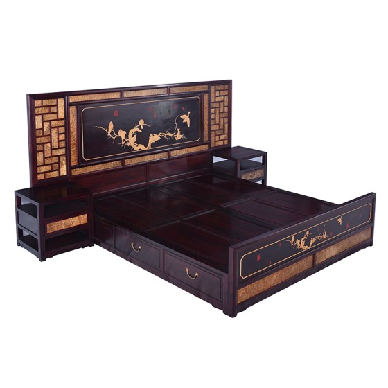 齐头屏风双人床明式家具晋作家具唐人居家具红木家具国家级非遗收藏品艺术品