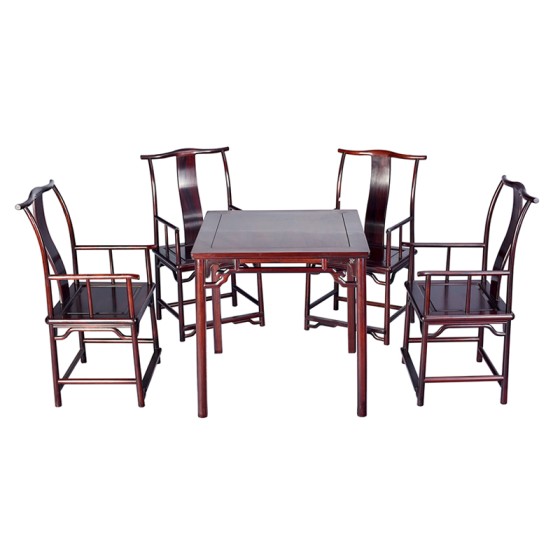 桌2-0明式四出头带圆腿罗锅枨方桌五件套明式家具晋作家具唐人居家具红木家具国家级非遗收藏品艺术品