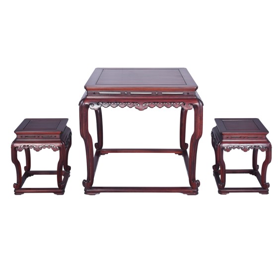 桌4-0海棠角方桌五件套鼓凳绣墩明式家具晋作家具唐人居家具红木家具国家级非遗收藏品艺术品