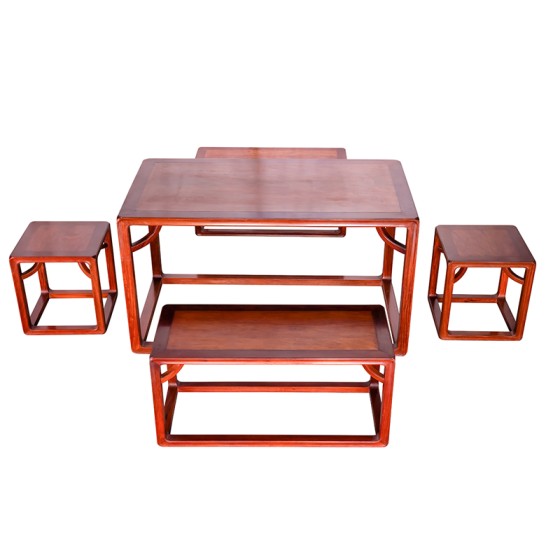 桌6-0打凹腿带托泥茶桌五件套明式家具晋作家具唐人居家具红木家具国家级非遗收藏品艺术品