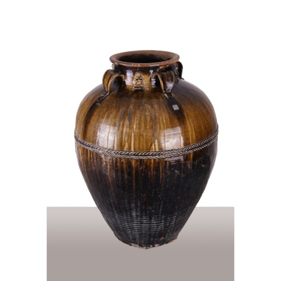 1-0酱釉四系罐除储物器民俗老物件收藏古董