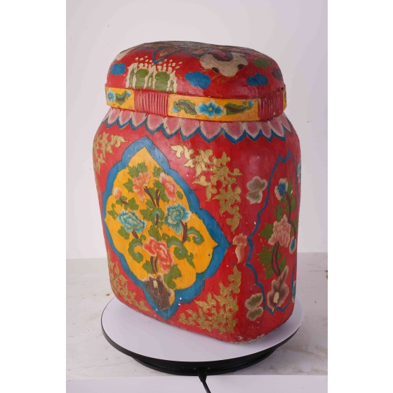 25-0传统彩绘花卉盖罐民俗老物件复古装饰怀旧摆设空间陈设器物之美