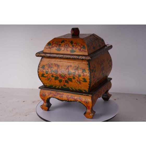 39-0木盒漆盒漆盒百宝盒花卉纹盒收纳民俗老物件复古装饰怀旧摆设空间陈设器物之美